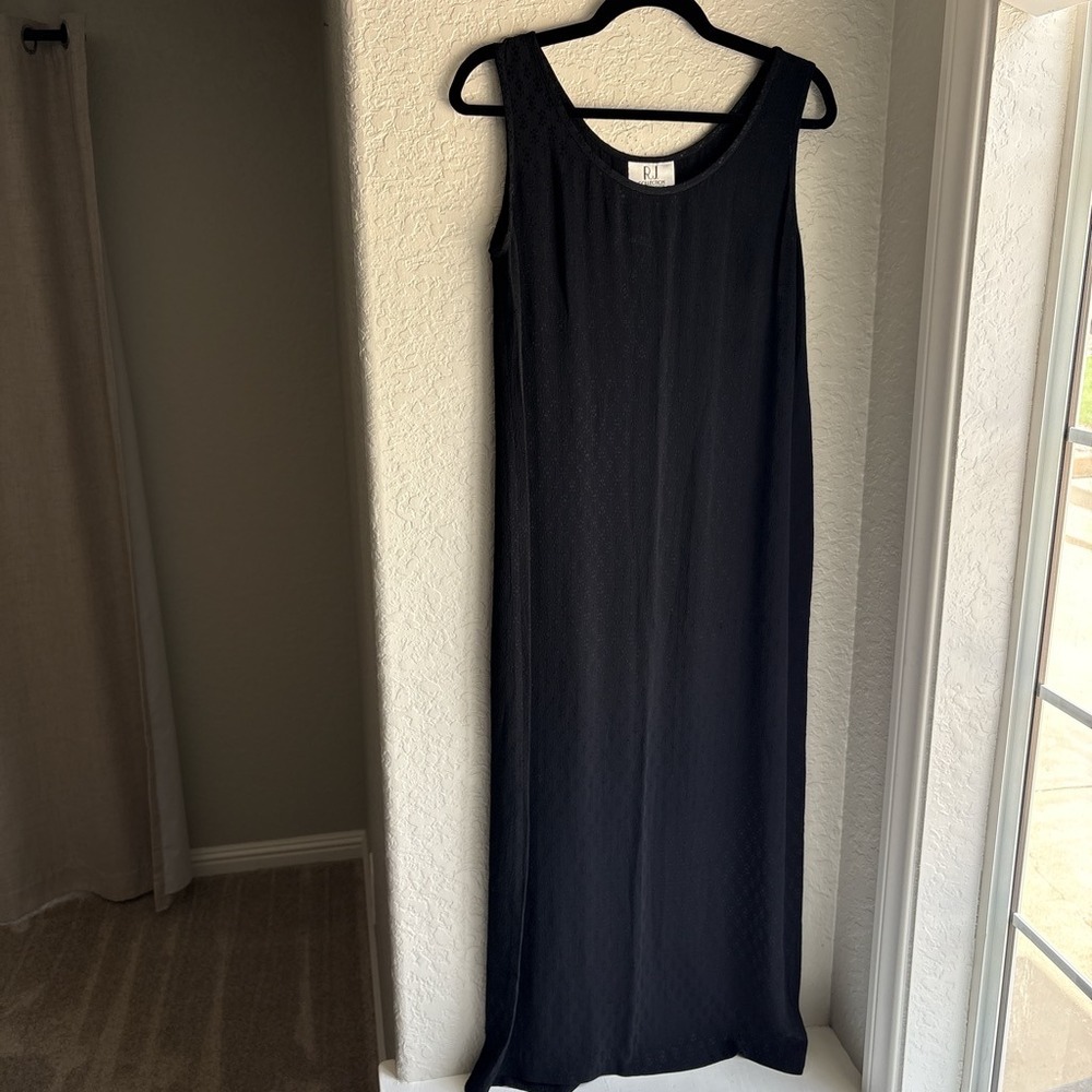 Womens 8 Maxi Dress‎ Vintage 90s Black Sleeveless Tie Back Whimsygoth Dark